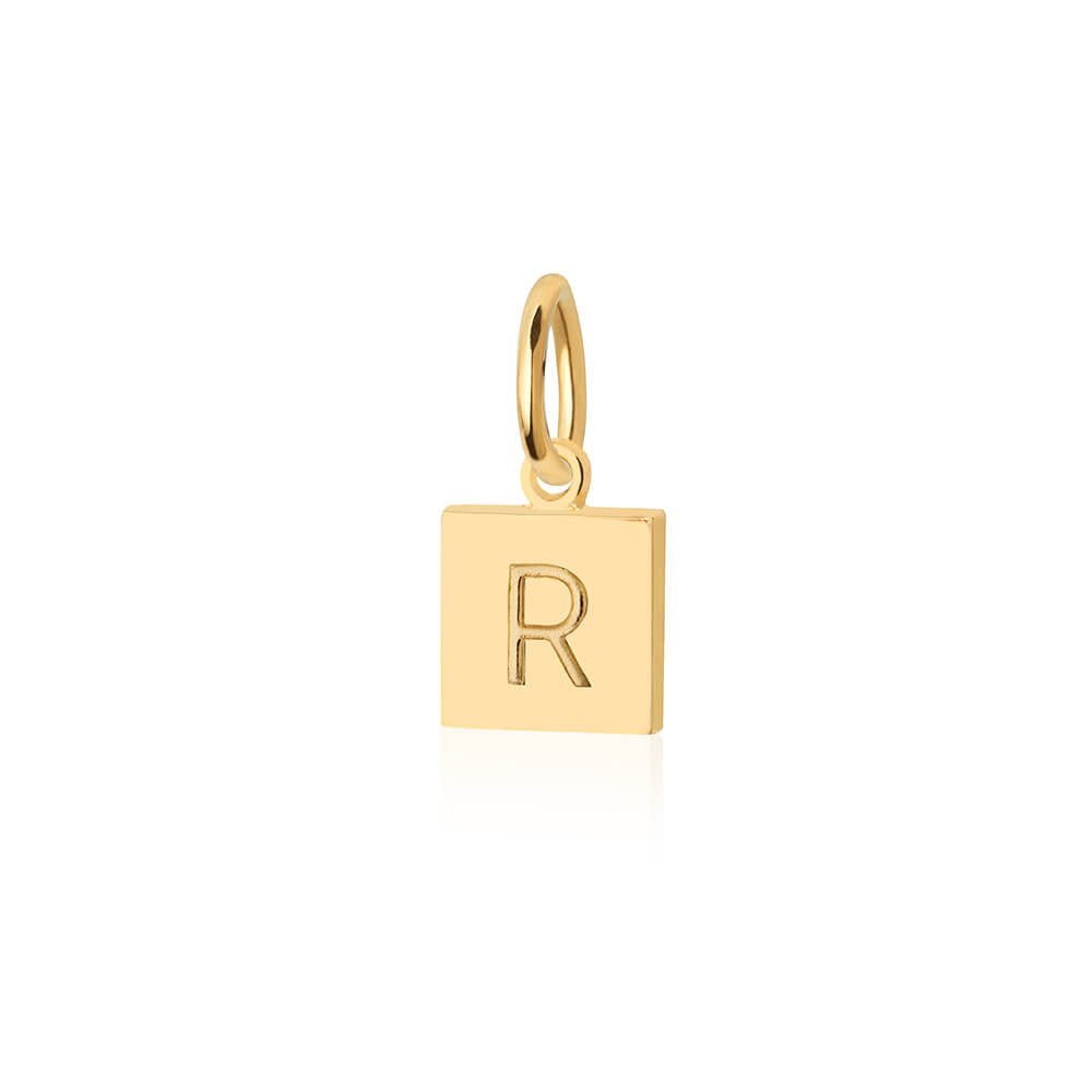 Letter R, Nautical Flag Gold Mini Charm