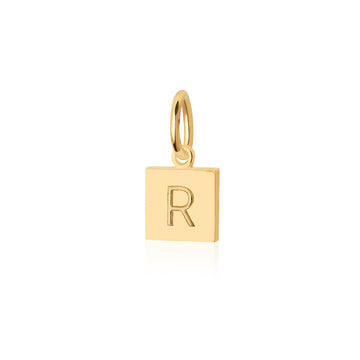 Letter R, Nautical Flag Solid Gold Mini Charm