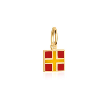 Letter R, Nautical Flag Solid Gold Mini Charm