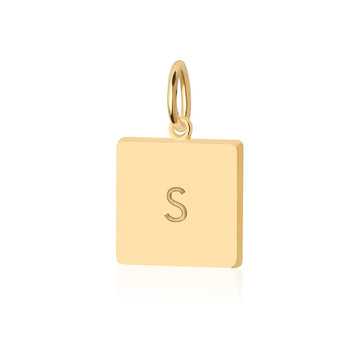 Letter S, Nautical Flag Solid Gold Large Charm