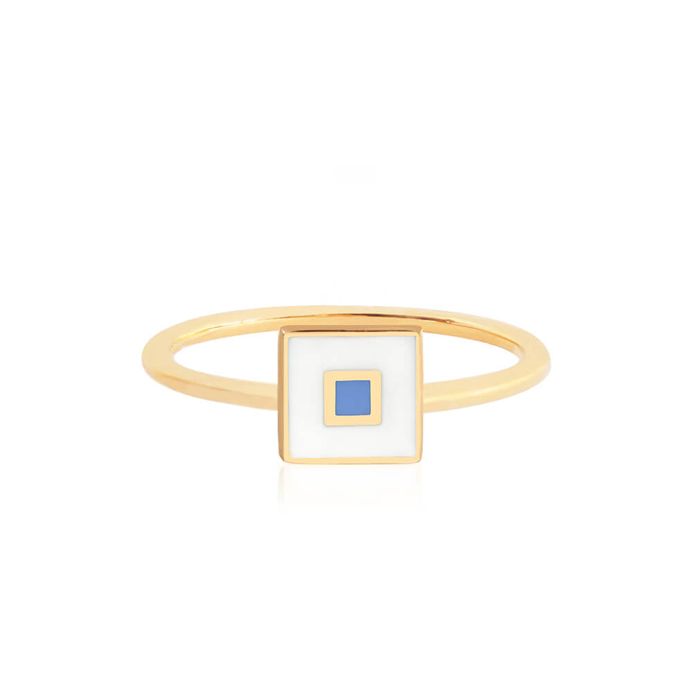 Letter S, Nautical Flag Solid Gold Mini Ring