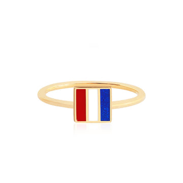 Letter T, Nautical Flag Gold Mini Ring