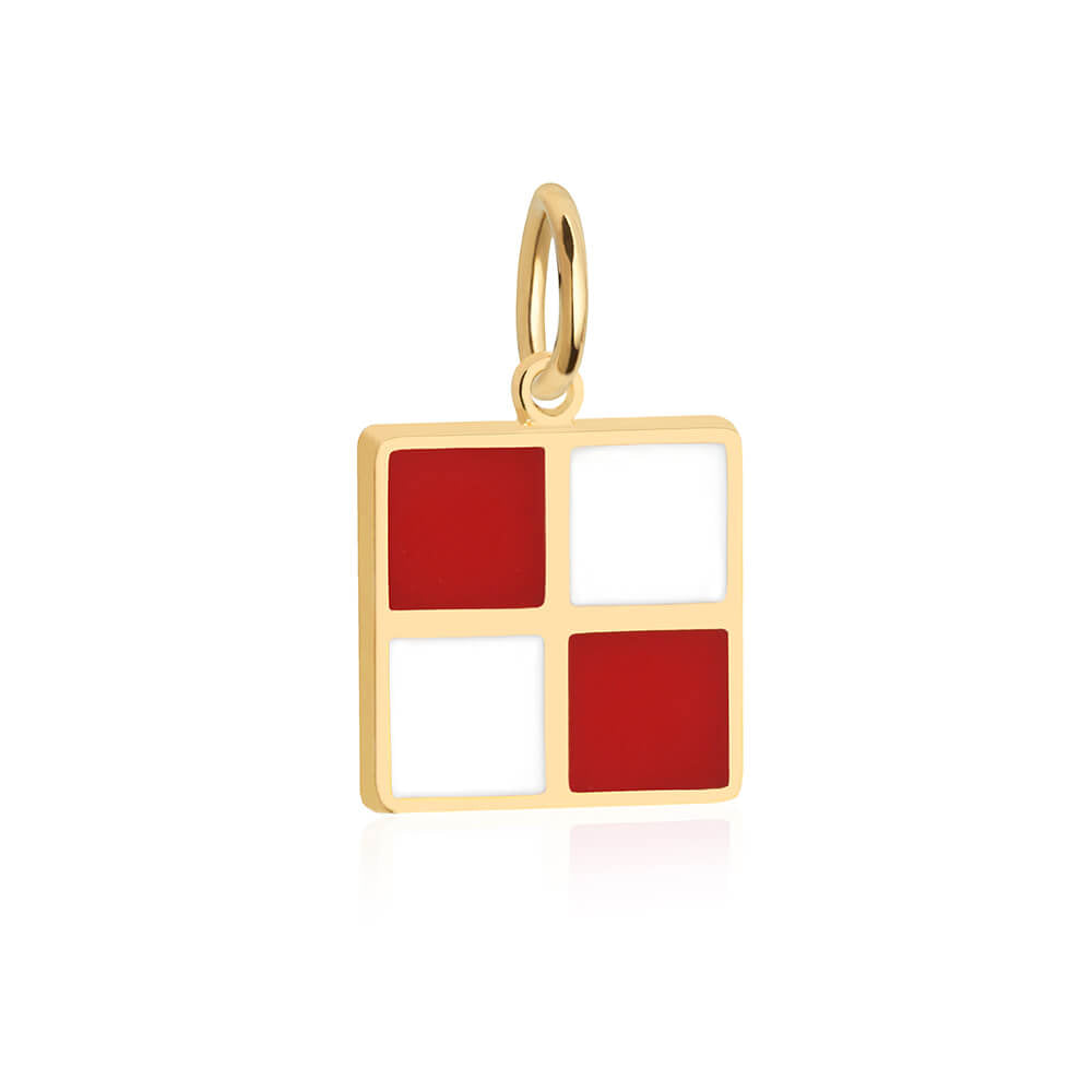 Letter U, Nautical Flag Solid Gold Large Charm