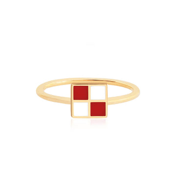 Letter U, Nautical Flag Gold Mini Ring