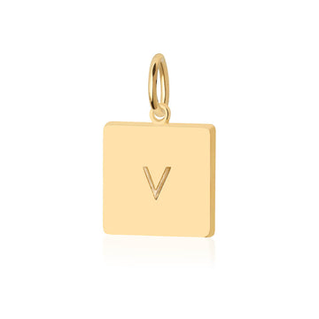 Letter V, Nautical Flag Solid Gold Large Charm