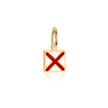 Letter V, Nautical Flag Solid Gold Mini Charm
