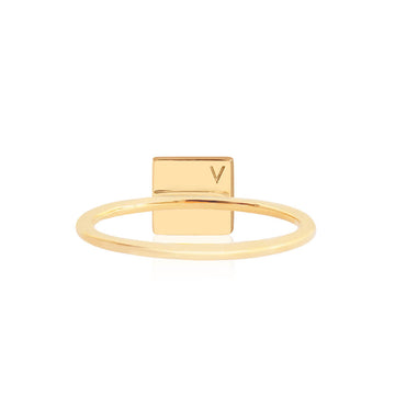 Letter V, Nautical Flag Gold Mini Ring