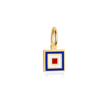 Letter W, Nautical Flag Solid Gold Mini Charm