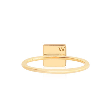 Letter W, Nautical Flag Gold Mini Ring