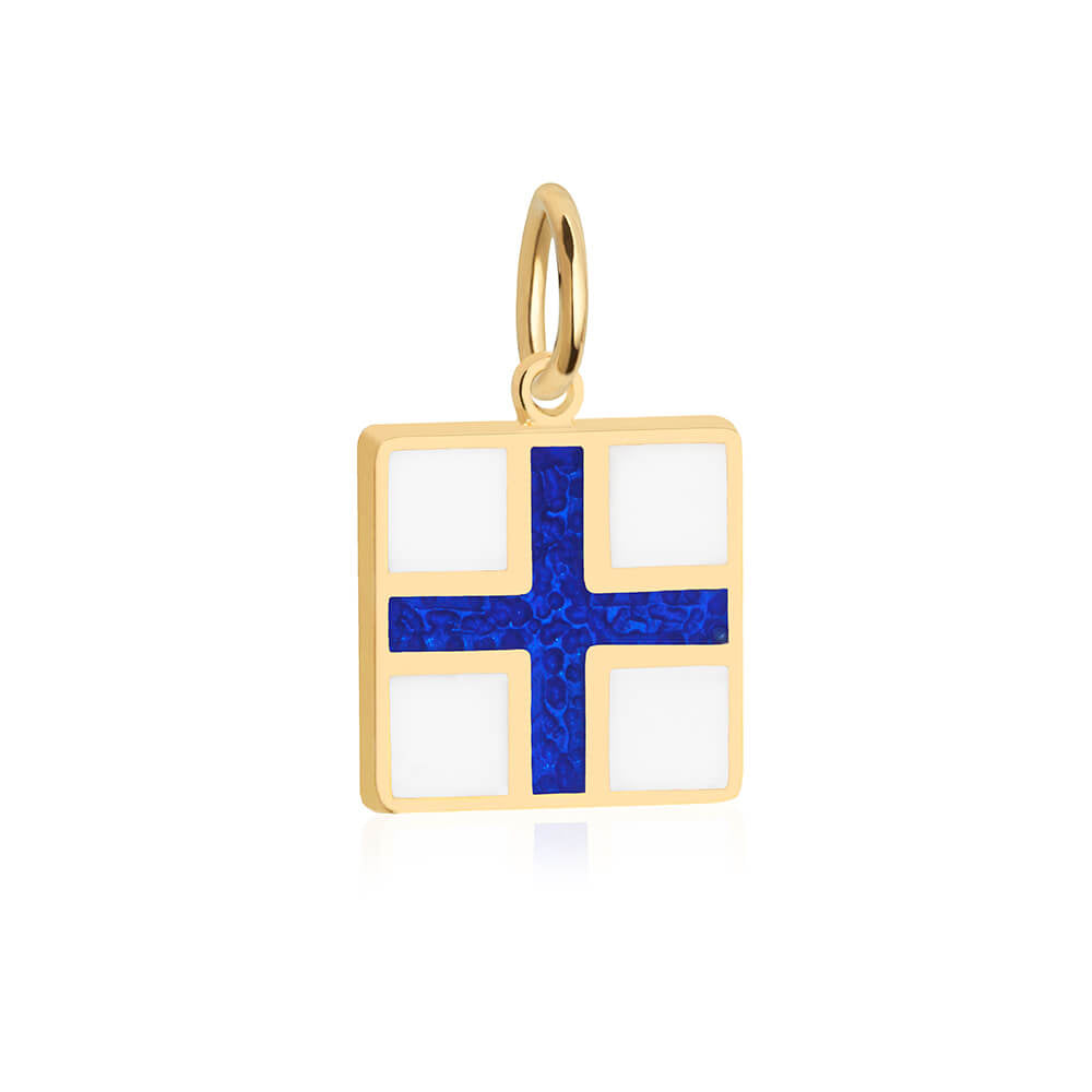 Letter X, Nautical Flag Solid Gold Large Charm