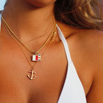 Letter C, Nautical Flag Silver Large Charm