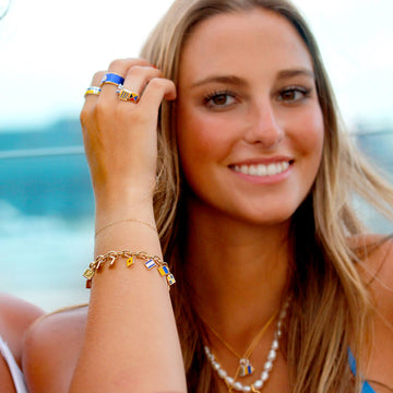 Letter P, Nautical Flag Gold Mini Ring