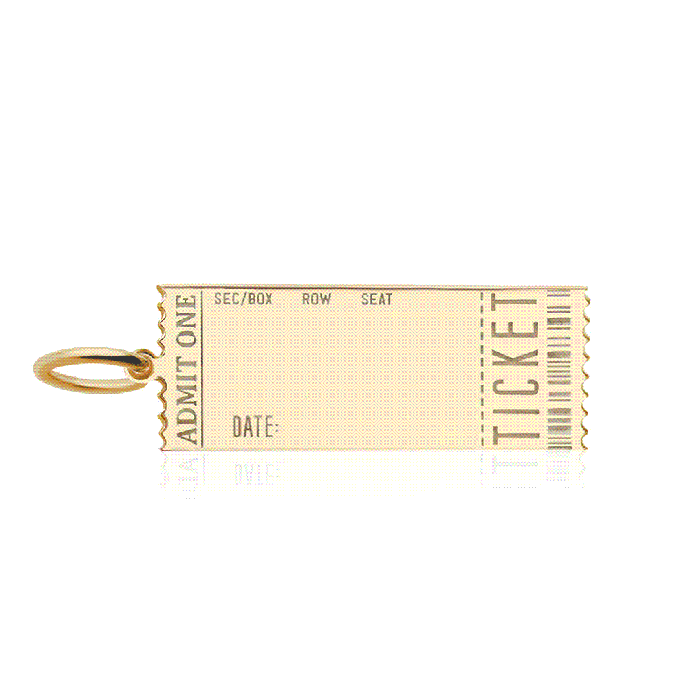 ADMIT ONE Tickets Charm 3-D Sterling Silver, Made in the USA ADMIT ONE Tickets Charm 3-D Sterling Silver, Made in the USA