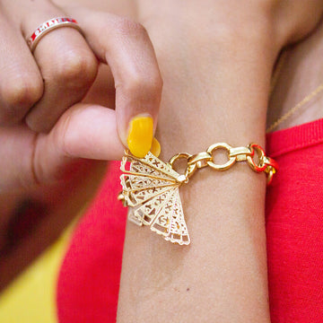 Spanish Fan Charm, Solid Gold