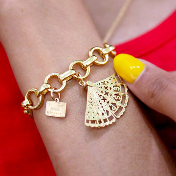 Spanish Fan Charm, Solid Gold