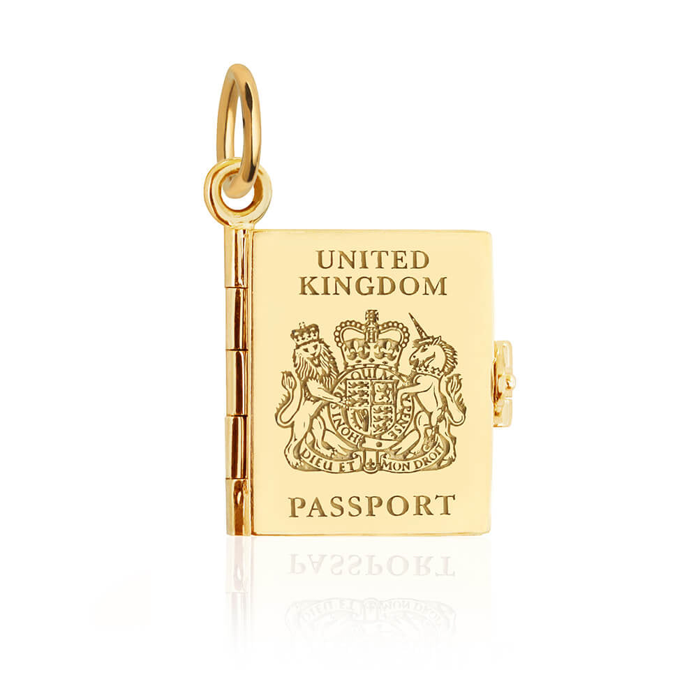 Passport Book Charm United Kingdom Gold