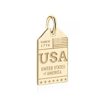 Gift: Luggage Tag USA Charm, Gold