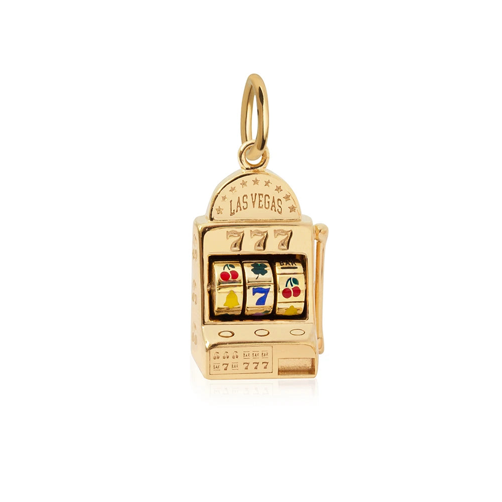 Las Vegas Slot Machine Charm, Solid Gold