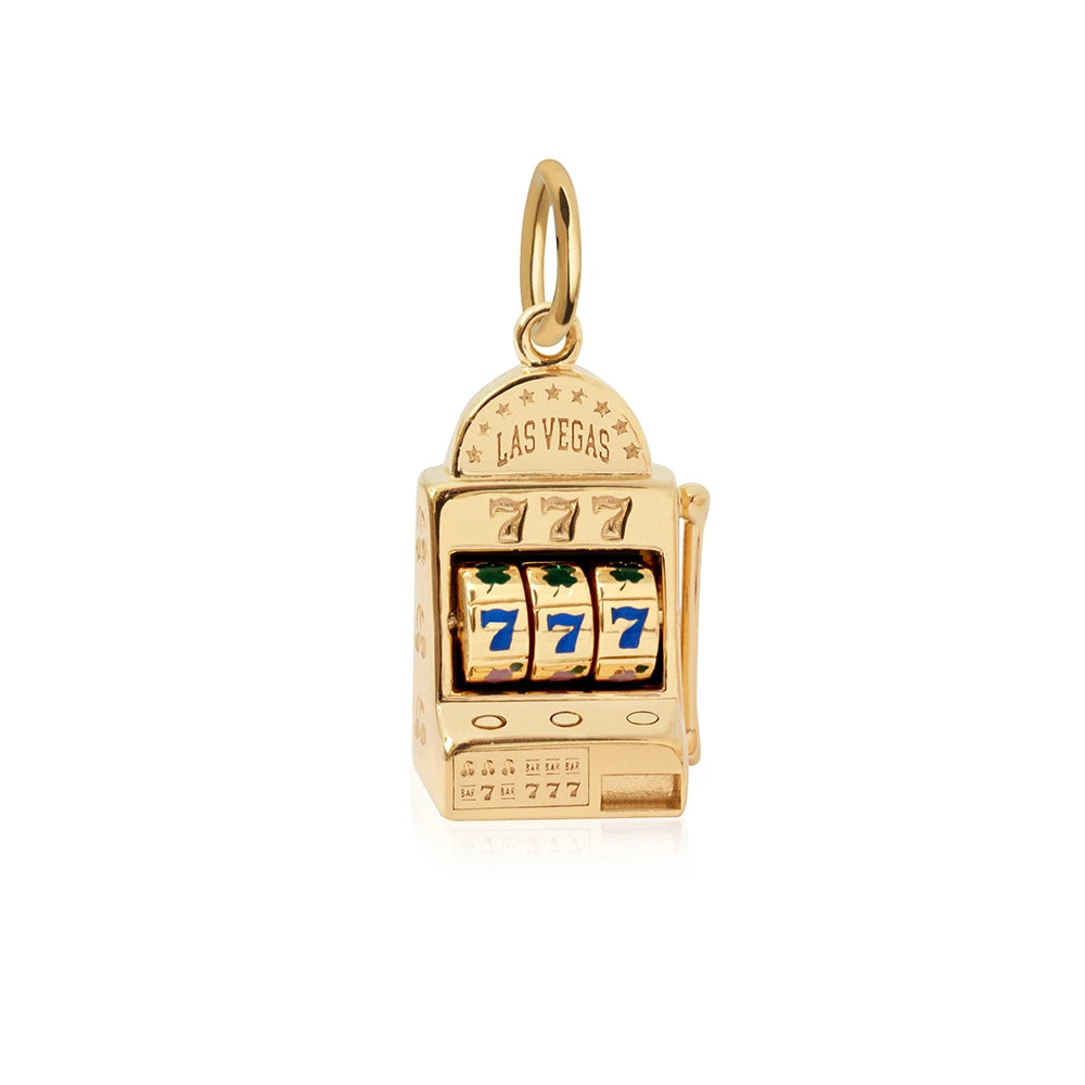 Las Vegas Slot Machine Charm, Solid Gold