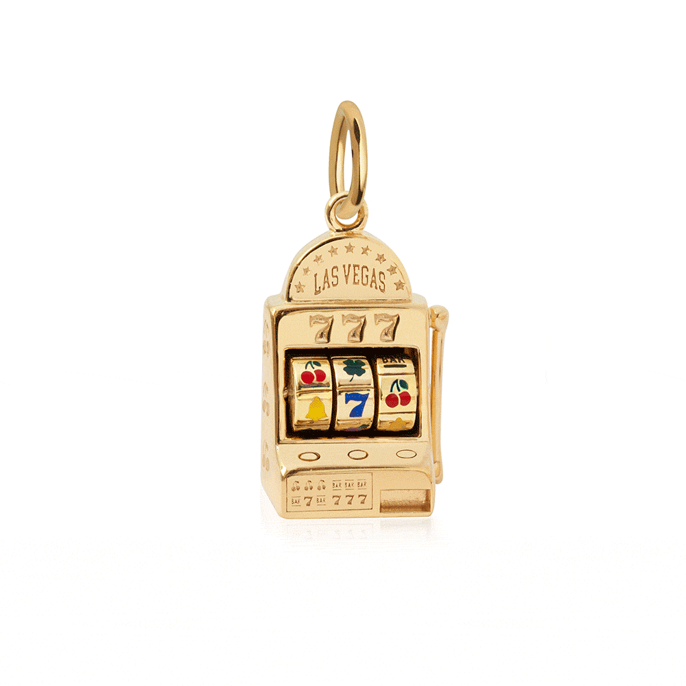 Las Vegas Slot Machine Charm, Solid Gold