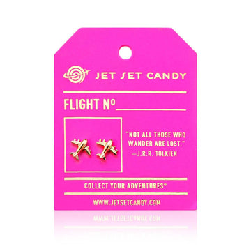 Holiday In A Box, Airplane Earrings Gold