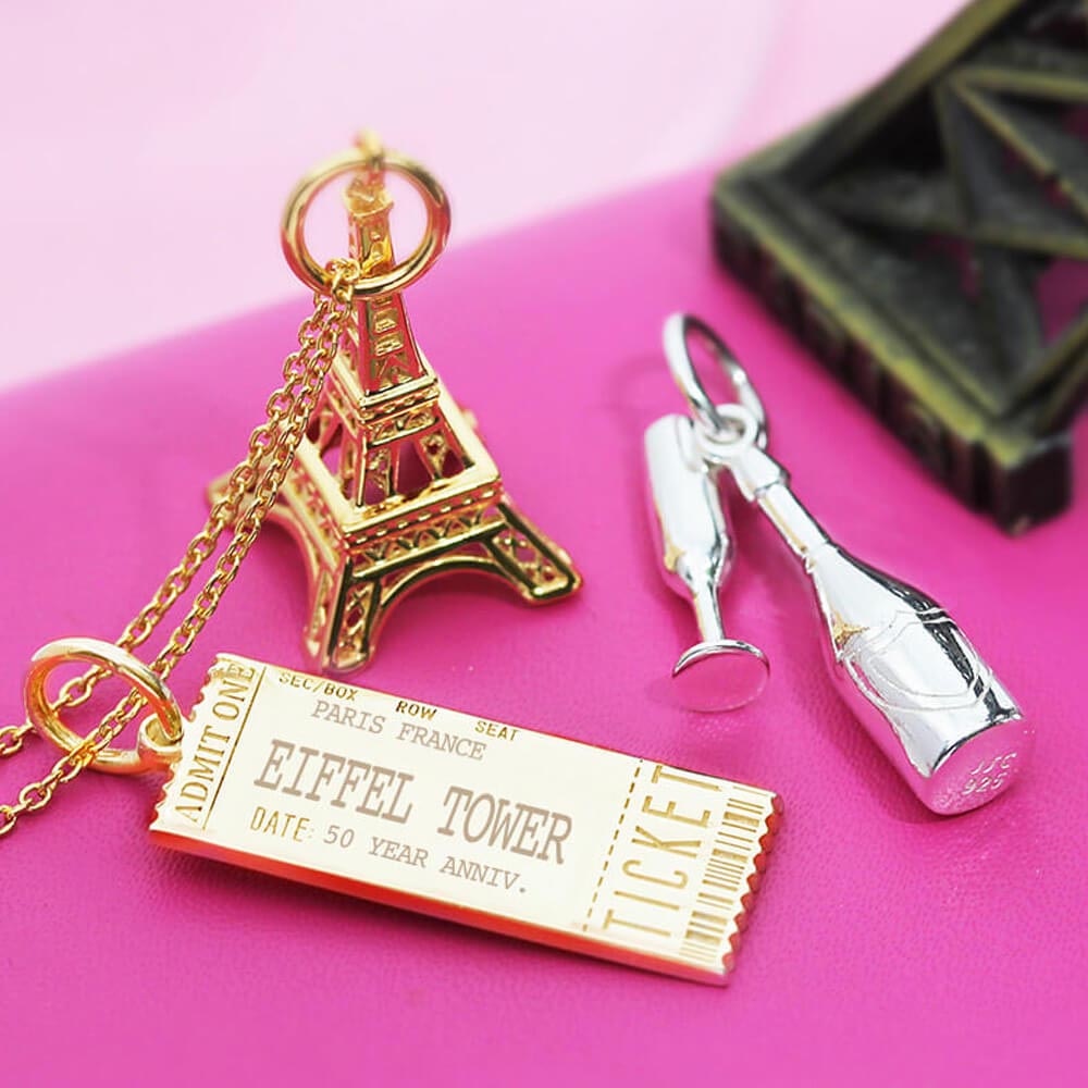 Event Ticket Customizable Charm Solid Gold