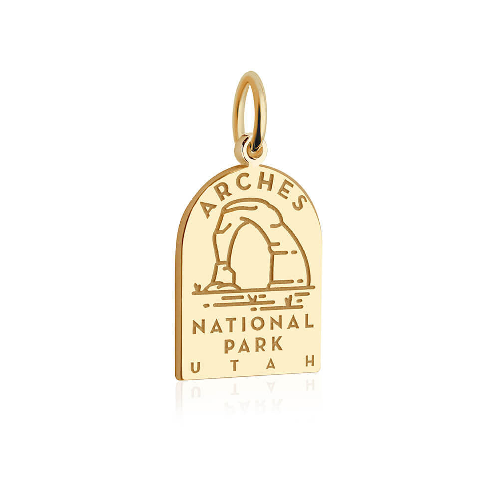 gold vermeil solid gold engraved arches national park charm