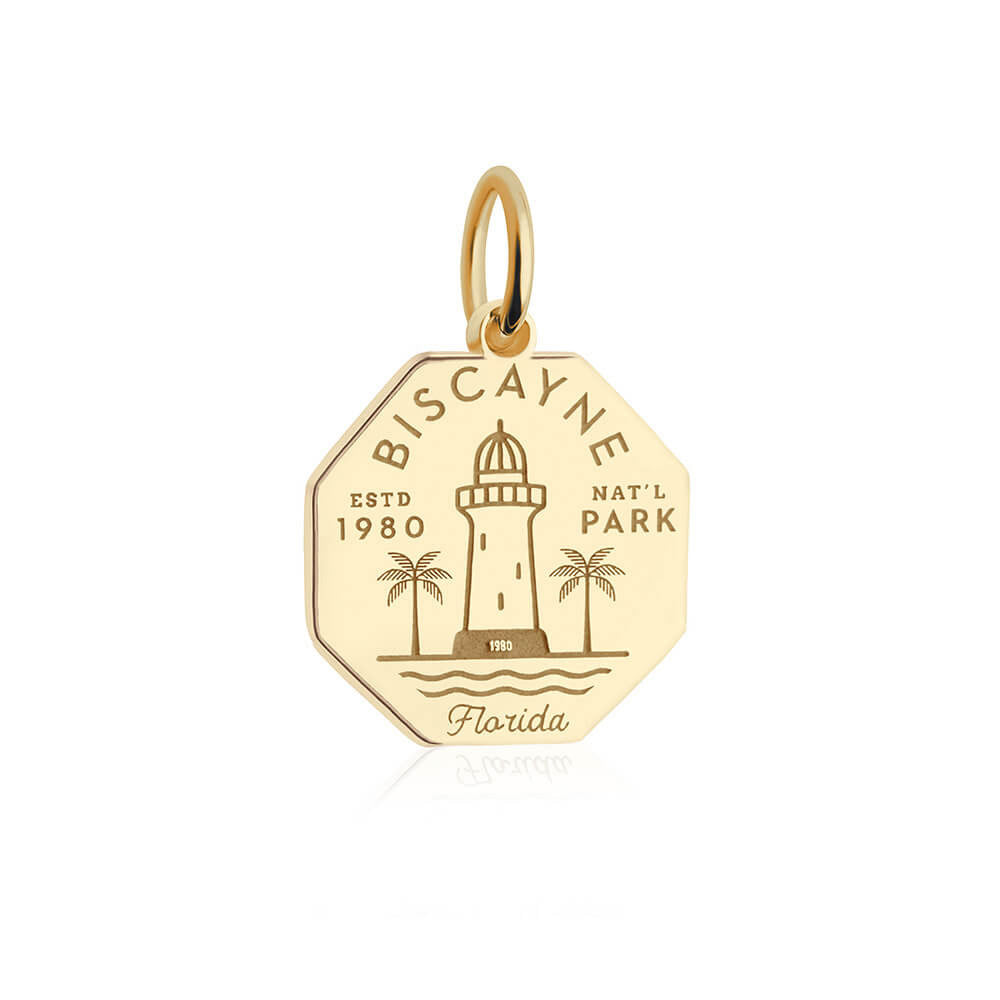 gold vermeil solid gold engraved biscayne national park florida charm