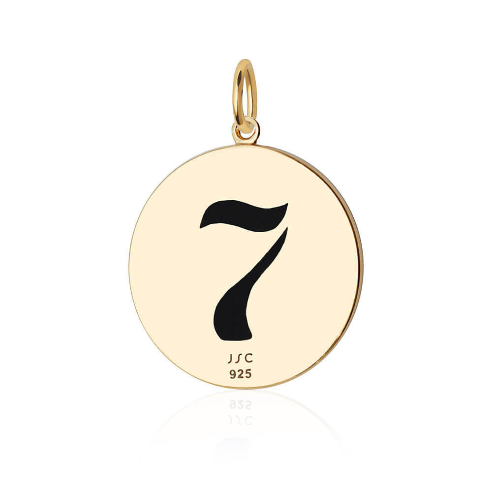 7 Wonders Of The World Spinner Black Enamel, Solid Gold