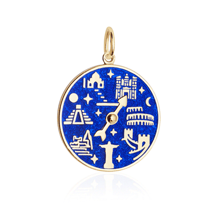 7 Wonders Of The World Spinner Blue Enamel, Gold