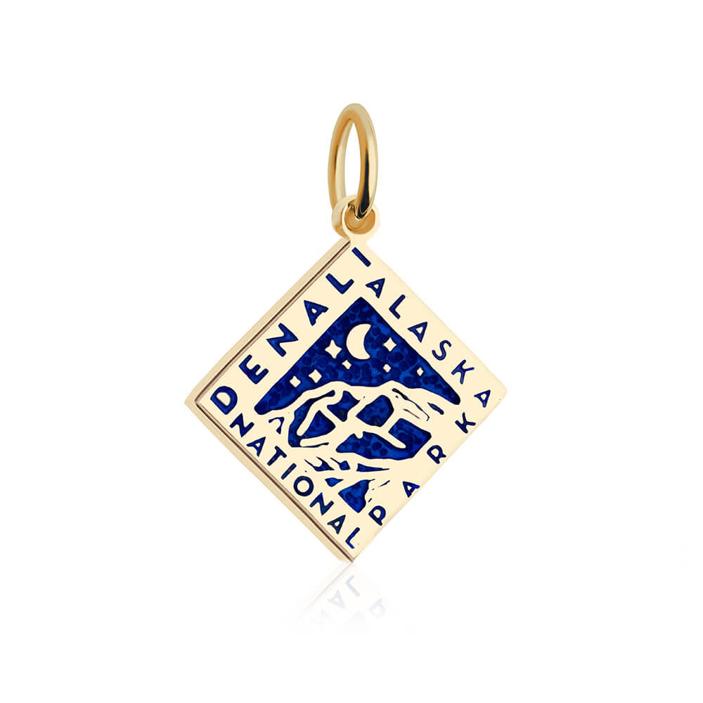 gold vermeil solid gold dark navy blue denali alaska national park charm