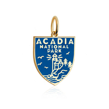 Acadia National Park Charm, Gold Enamel