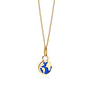 Globe Charm Blue Enamel Necklace, Gold Mini