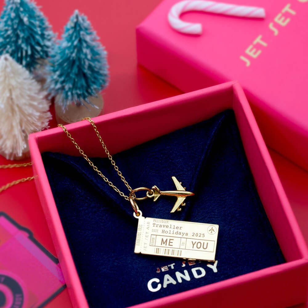 Boarding Pass Necklace Gold