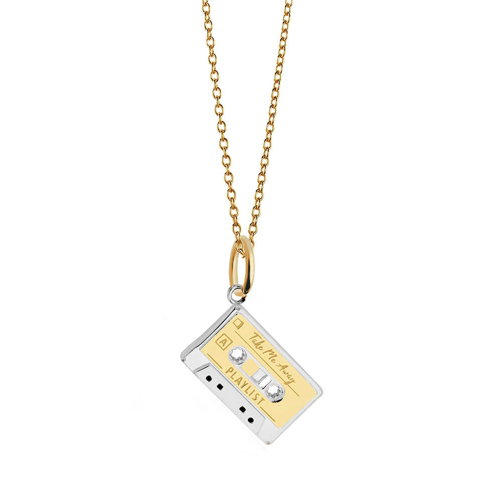 Mixtape Cassette Charm Solid Gold