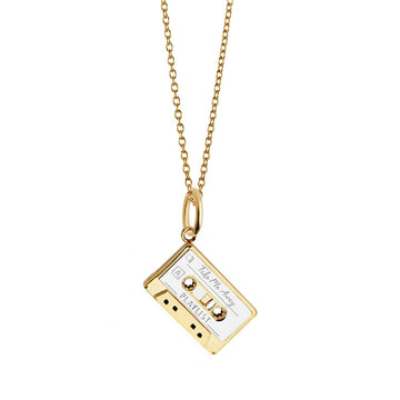 Mixtape Cassette Charm, Solid Gold Small