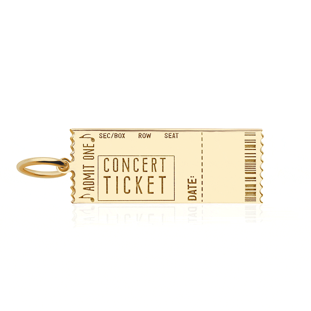 Concert Ticket Customizable Charm Gold