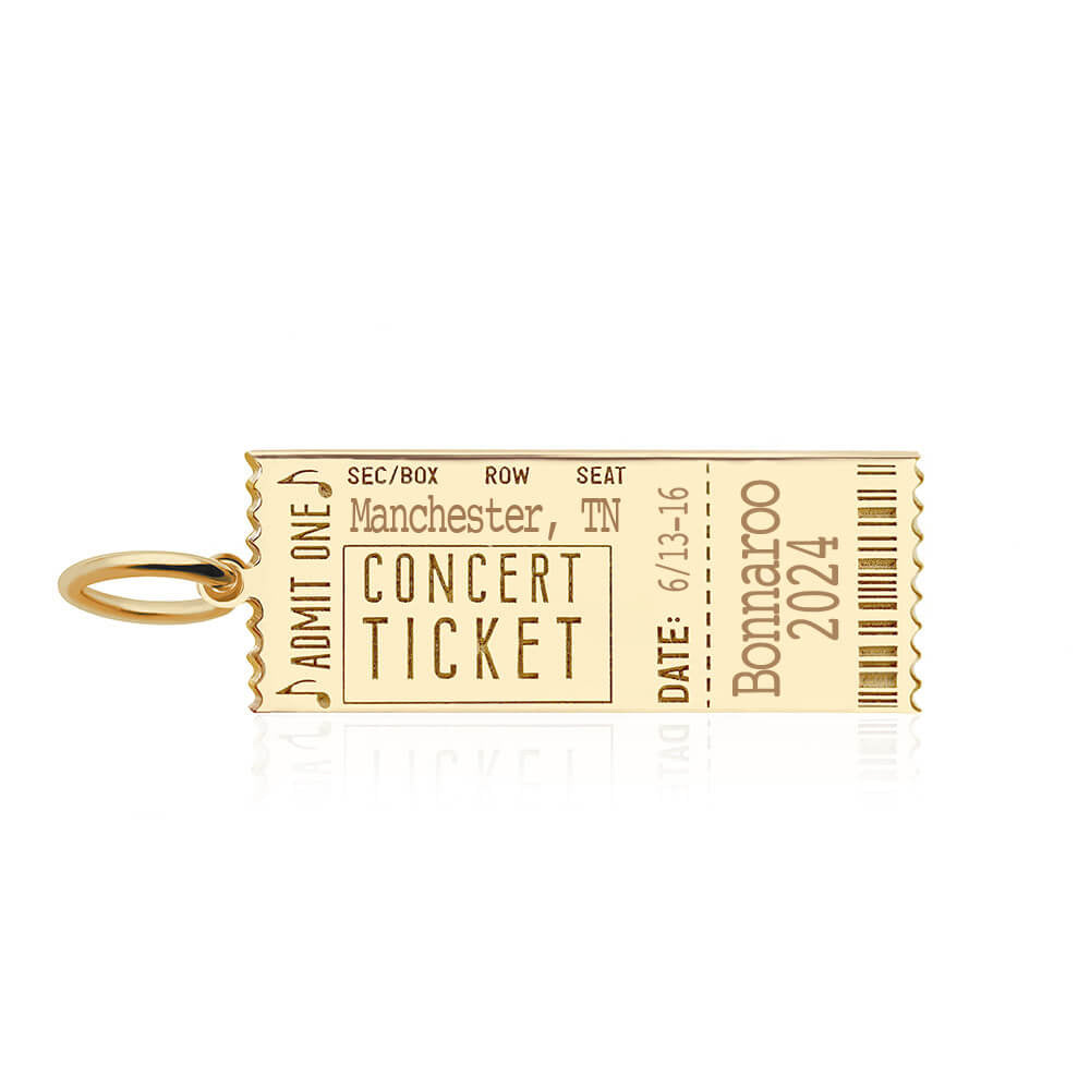 Concert Ticket Customizable Charm Gold