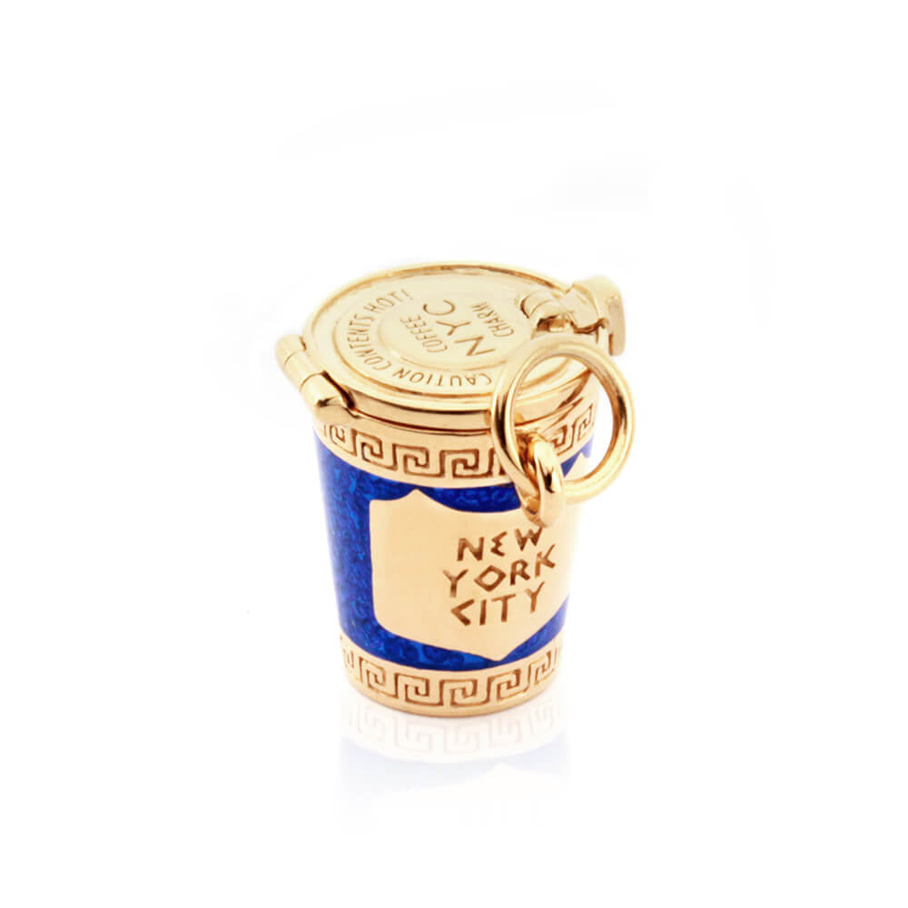 New York City Coffee Cup Charm | Solid Gold