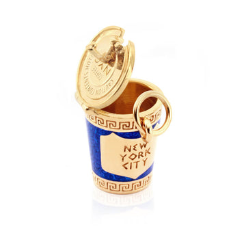 New York City Coffee Cup Enamel Charm, Gold