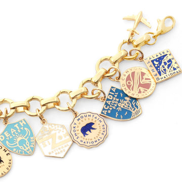 National Park 6 Enamel Charm Infinity Bracelet Bundle, Solid Gold