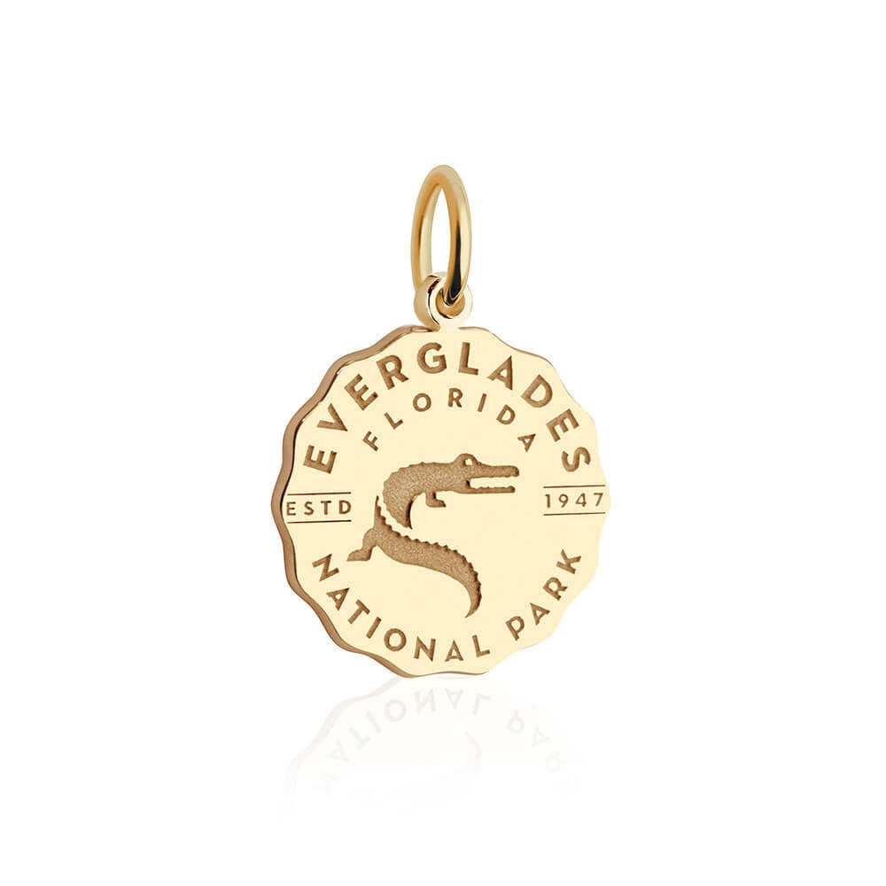 gold vermeil solid gold engraved round everglades florida national park charm