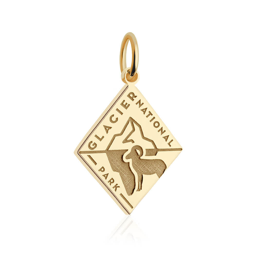 gold vermeil solid gold engraved glacier national park charm