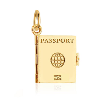 Passport Book Charm Global Gold