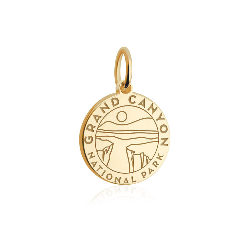 gold vermeil solid gold engraved round grand canyon national park charm