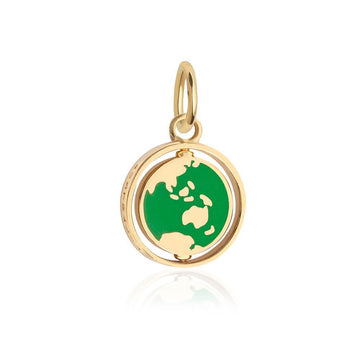 Australia Continent Spinner Charm, Gold, Green Enamel