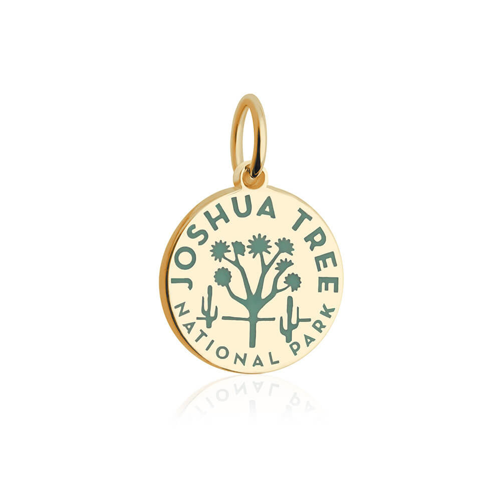 gold vermeil solid gold green enamel joshua tree national park charm