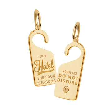 Do Not Disturb Hotel Sign Charm, Solid Gold