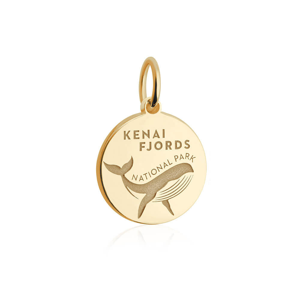 gold vermeil solid gold engraved kenai fjords national park charm