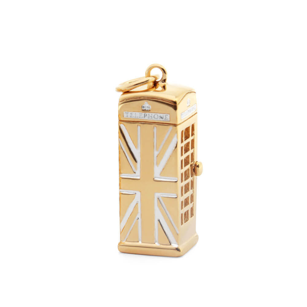 London Phone Booth Charm, Gold